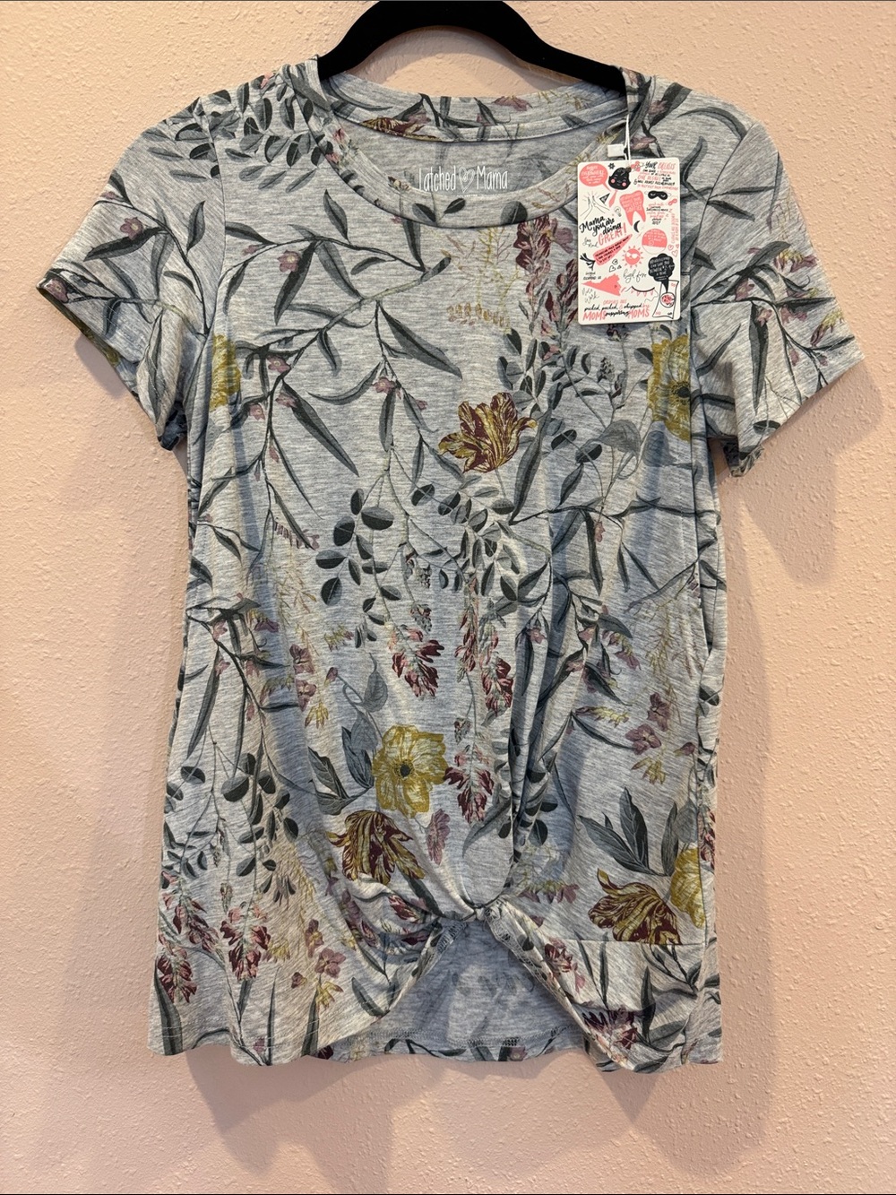 Latched Mama NWT Floral Twist-Front Short Sleeve Nursing Tee